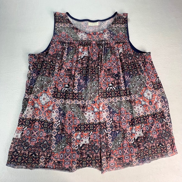 Bobbie Brooks Tops - Bobbie Brooks Womens‎ 2X Plus Size Sleeveless Babydoll Top Medallion Print Navy